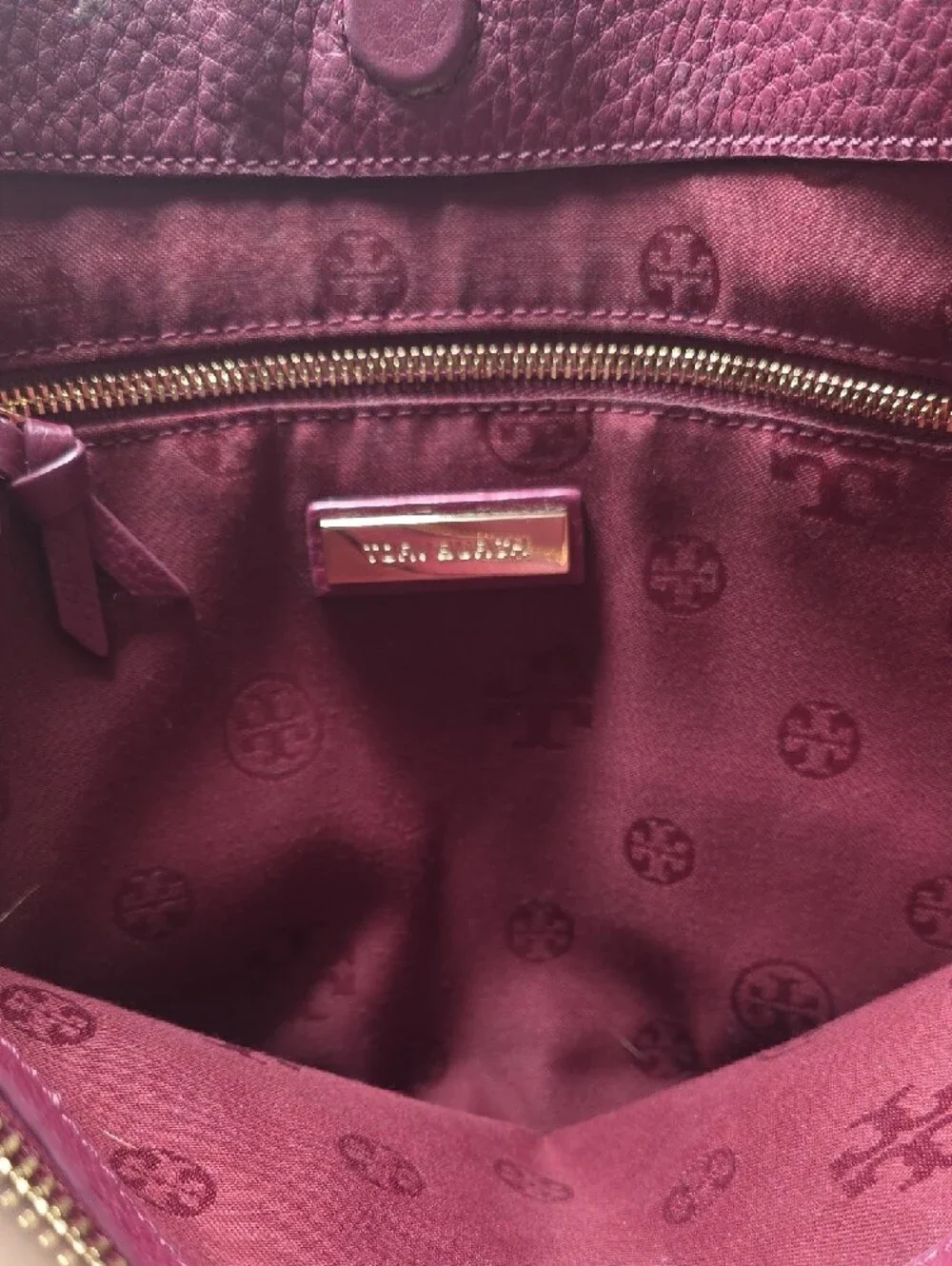 Tory Burch Burgundy Leather Chain-Handle Tote